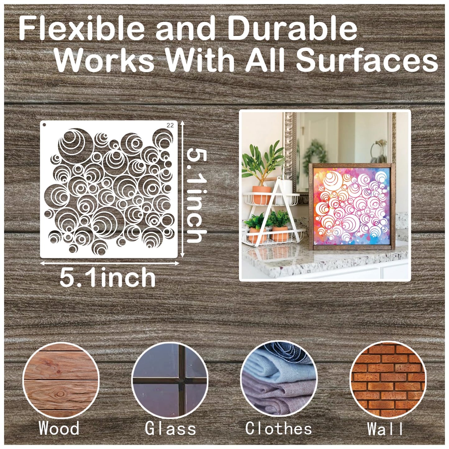 30pcs Texture Stencils for Crafts Reusable Mixed Media Geometric Brick Cubist Leopard Wood Grain Stencil Layering Stencils for Painting on Wood Wall DIY Background Furniture Card Canvas(texture30)