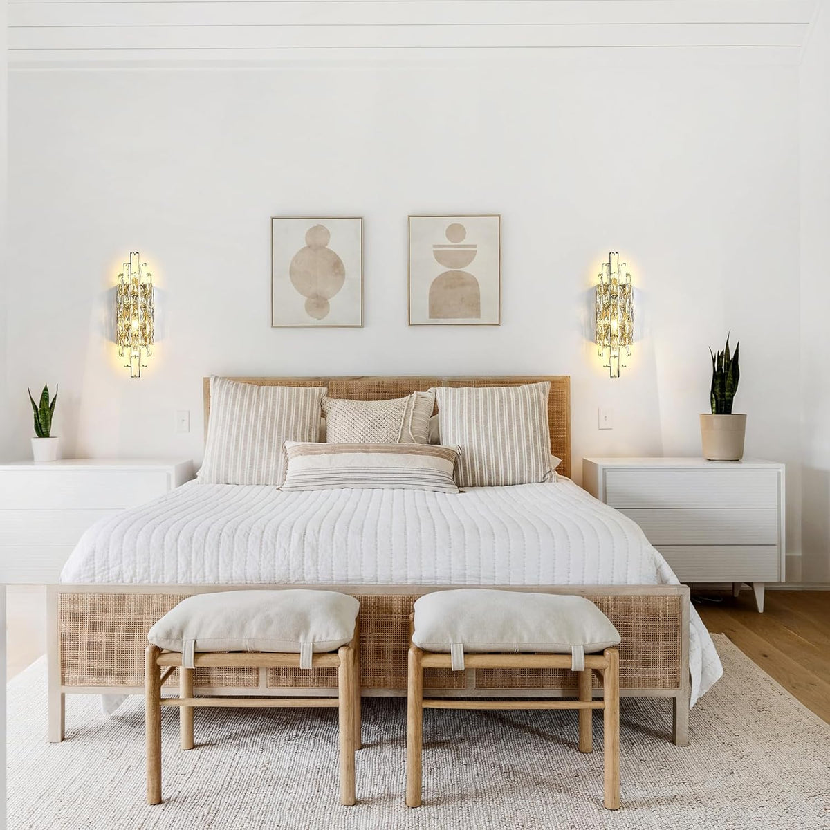 Modern Gold Crystal Wall Sconce Light Fixtures, Wall Mount Lamps for Bedroom Living Room Bathroom Vanity Mirror