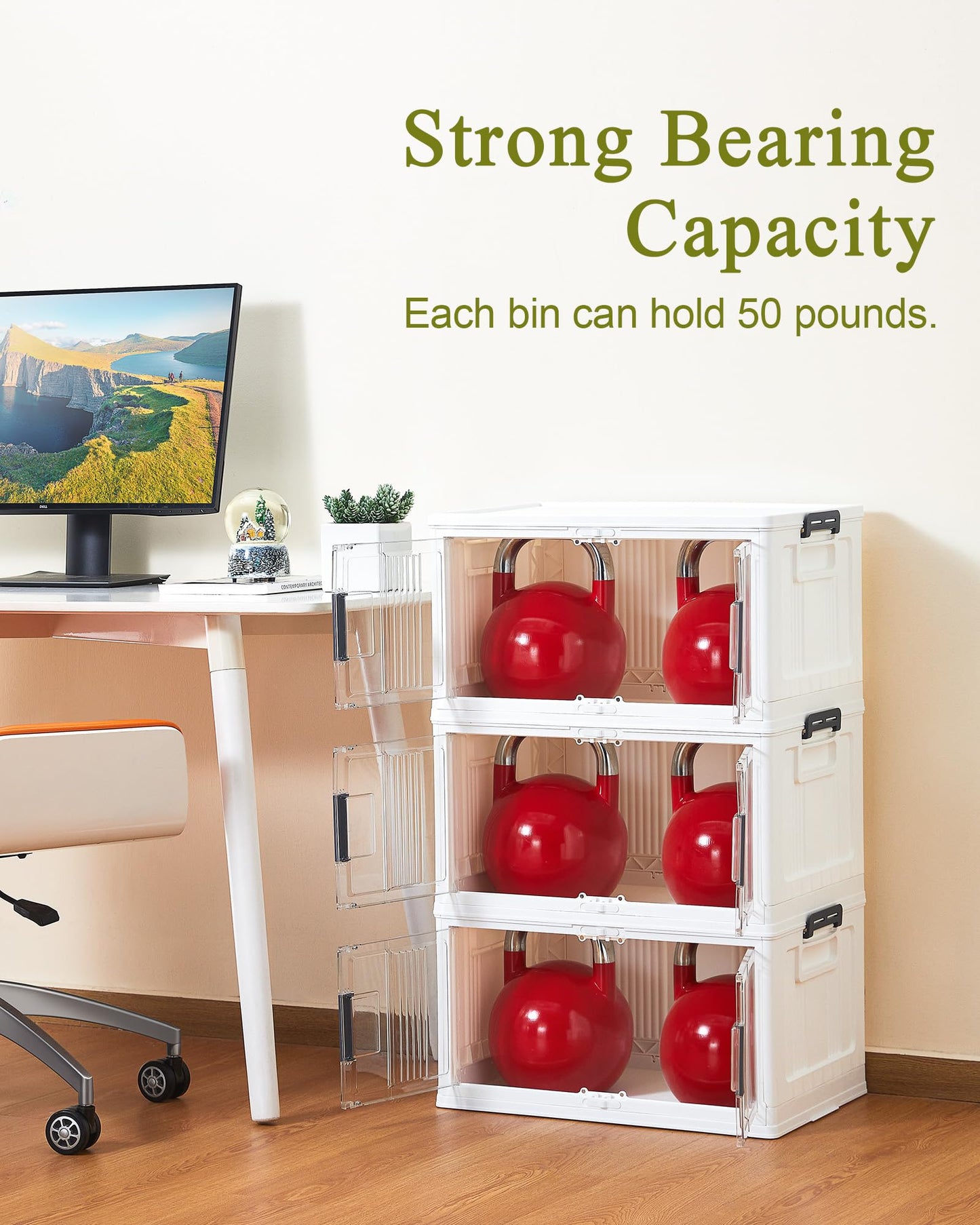 OlarHike 144QT Lockable Storage Bins with Lids - Folding Storage Cabinet with Doors & Wheels, Collapsible Plastic Box for Closets, Office, Gathering, Stackable Organizer & Containers, Gifts, 3 Pack
