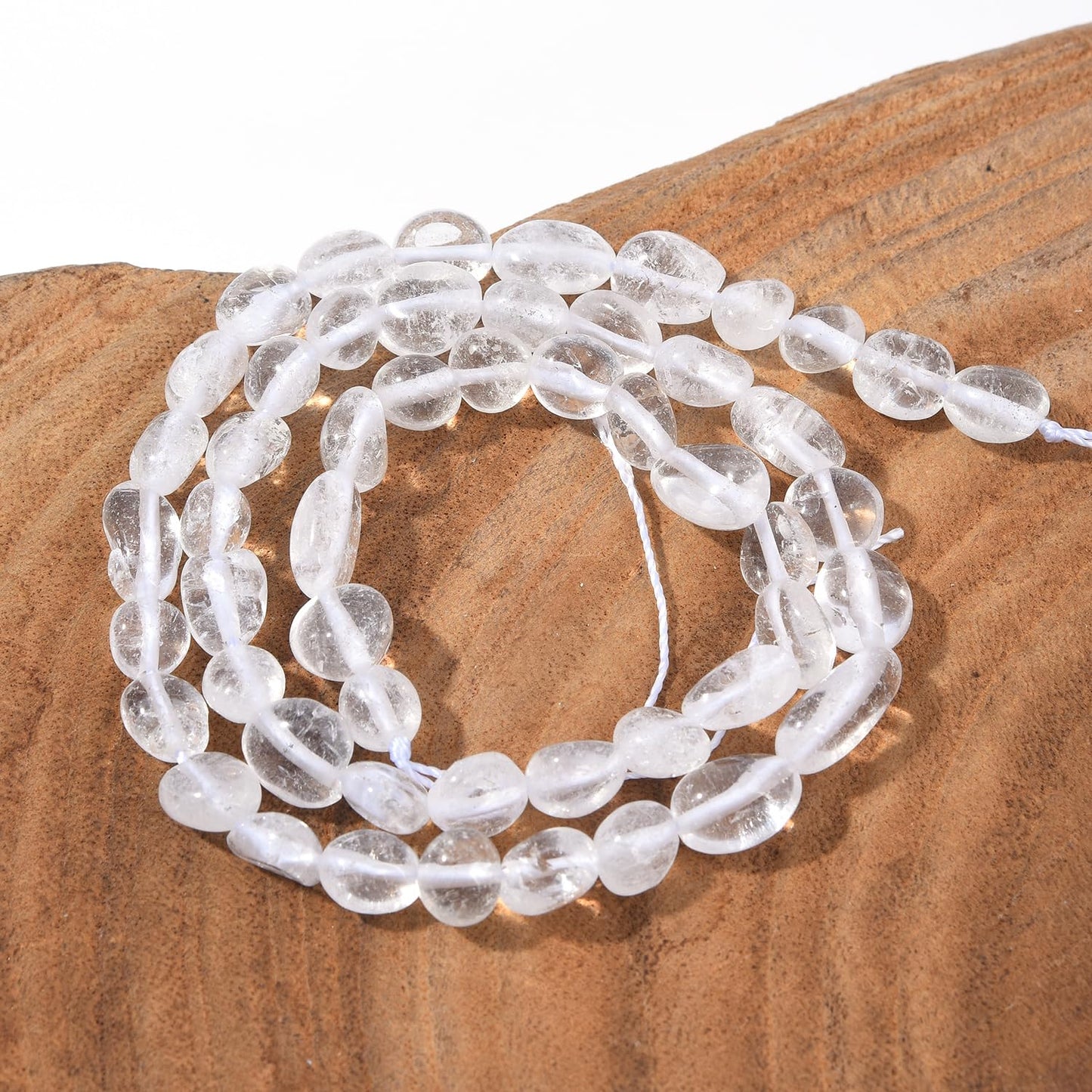 jodaying 6-8mm Natural Clear Quartz Crystal Nuggets Oval Free Tumbled Pebble Semi Precious Gemstone Loose Stone Beads Approx 15.5 inch for DIY Jewelry Making