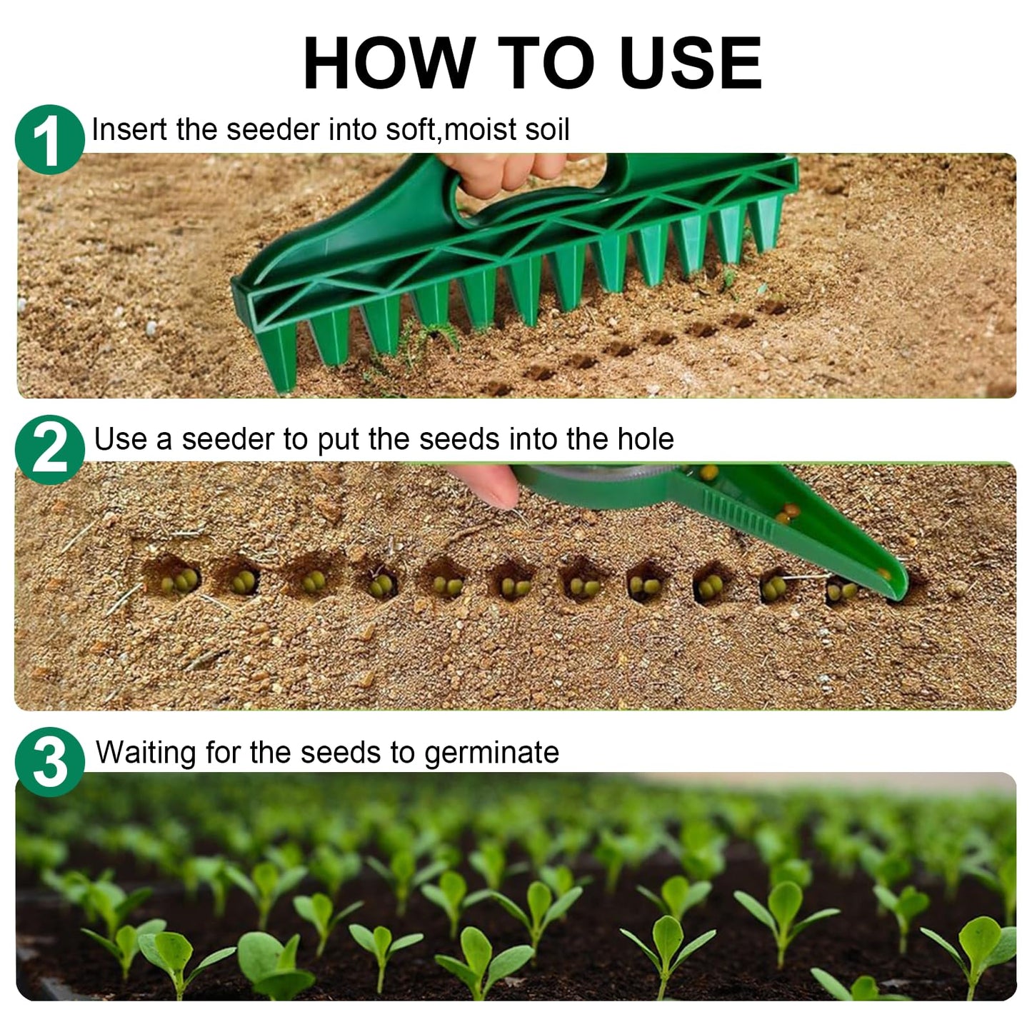 Seed Spreader 4PCS Sowing Seeds Dispenser Set Mini Seed Dispenser for Small Seeds Handheld Seed Planter Tool Seed Dibber Multifunctional Seed Spacer Gardening Tools