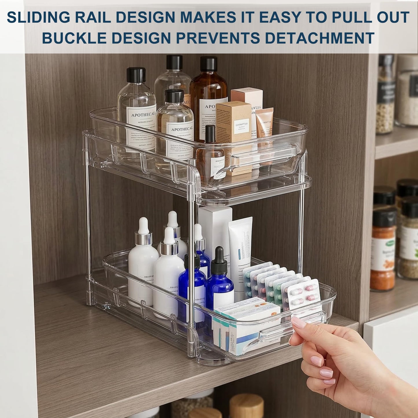 Wiojtry 2-Tier Vitamin Storage Organizer, Organizer for Vitamin Bottles And Medicine Bottle, Vitamin Bottle Organizer for Countertop, Bathroom Cabinet Storage Items Are Clearly Visible (2)