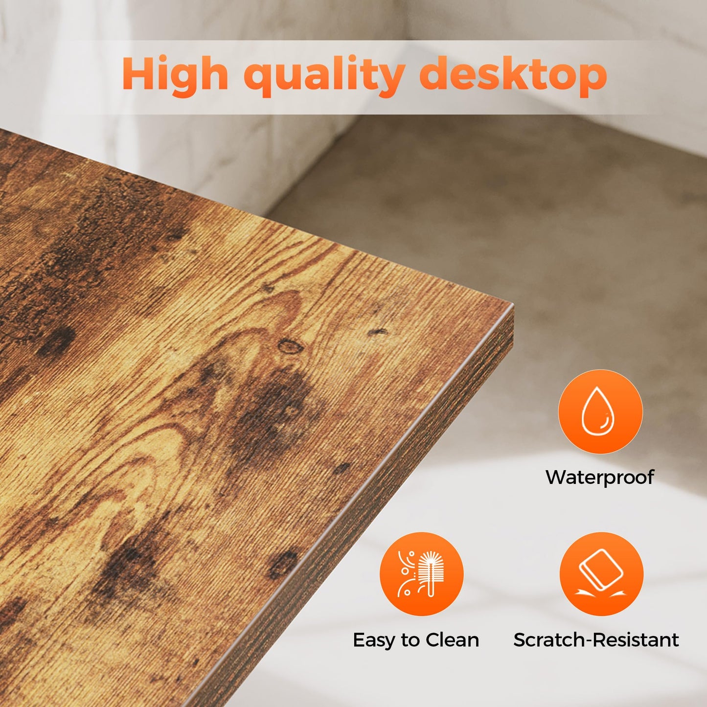 Mericonia 48 inch Computer Desk w/Shelf & Adjustable Feet, 32 inch Rolling Office Desk w/ 1 Hook, Small Space Desk for Home, Office, Study, Writing, Bedroom, 2 Pack