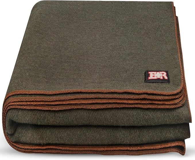 Military Wool Blanket - 95% Wool, Washable, Perfect for Outdoors, Picnics, Travel, Car & Bushcraft Emergency Blanket, 96" x 96" 6.65 lbs. - Olive Drab Green - Queen Size