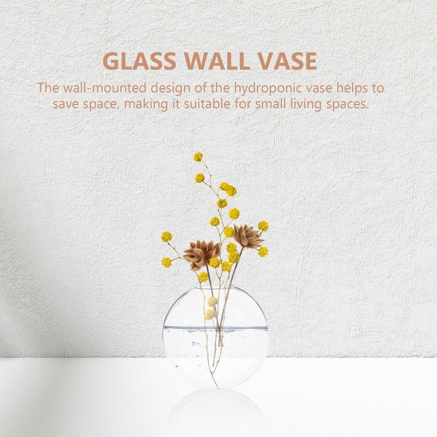 Levemolo 2pcs Hanging Glass Terrarium Wall Planter Vases for Indoor Hydroponic Plants, Flat Glass Flower Holders Wall Mounted for Home Décor and Plant Propagation