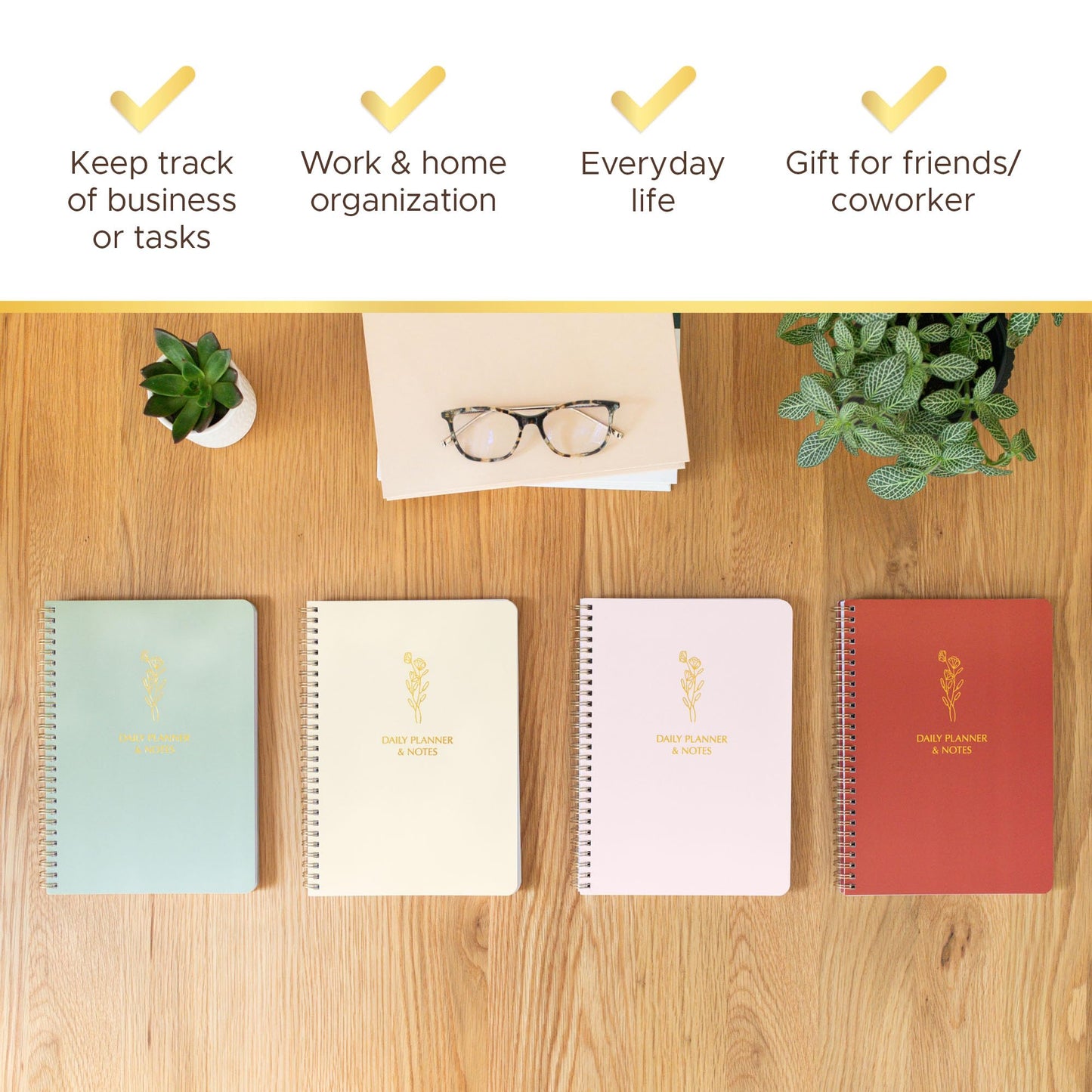 Simple Daily Planner Undated & To Do List Notebook: With Hourly Schedule - 6.5x9.25" Blush Pink - Aesthetic Spiral Note book for Work and Life Tasks - Day & Hour Agenda, Organizer Notepad Journal