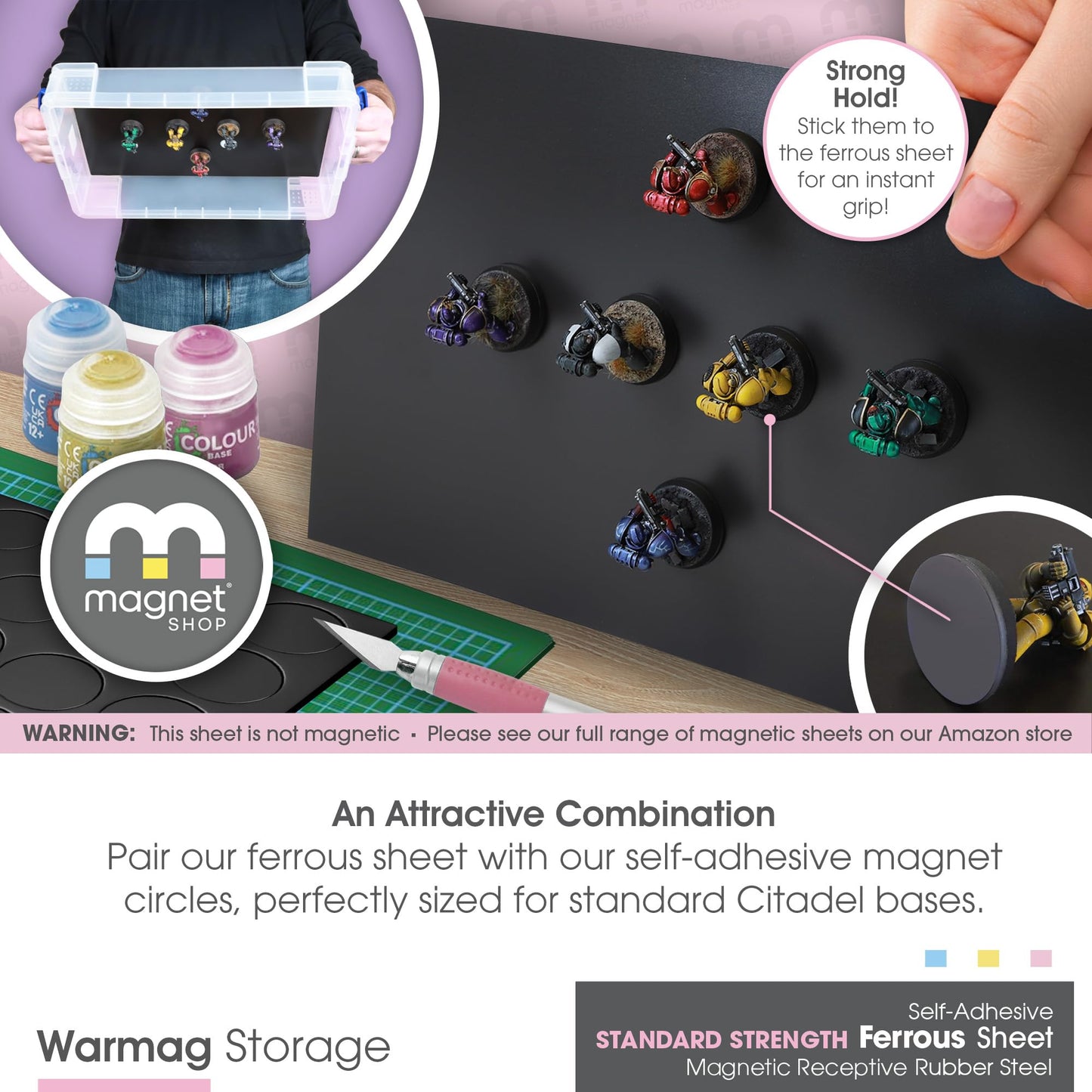 TMS Magnet Receptive Sheets with Adhesive Backing for Craft and Magnetic Miniatures Storage | Flexible Rubber Sheet Metal | 5 Pack, 30 mil Thick, 8.5” x 12.3” | Fits Inside US Really Useful Box
