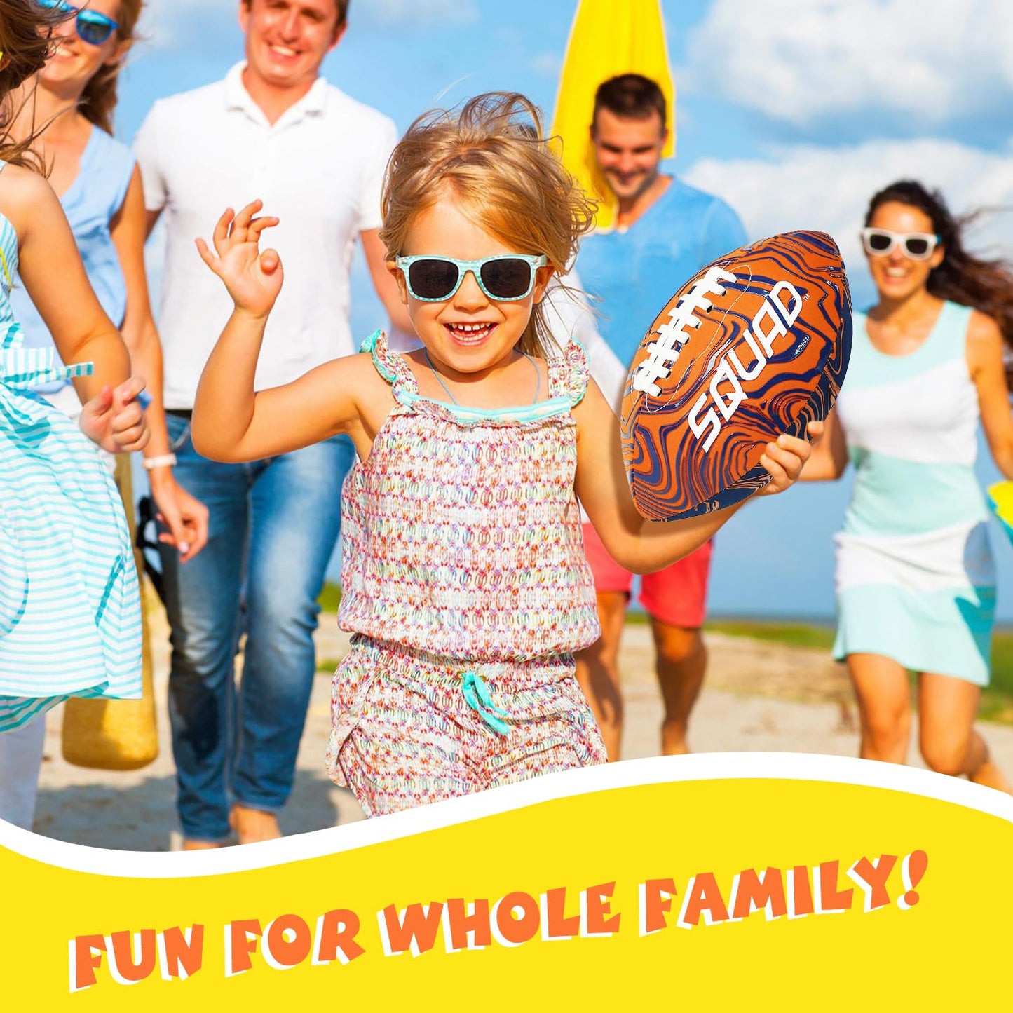 SQUAD Waterproof Football for Pool & Beach, Durable Fun Water Game Toy for Family, Teens, Adults - Strong Grip Pattern, Ideal Gift for Boys & Girls 8-15+ Year Old