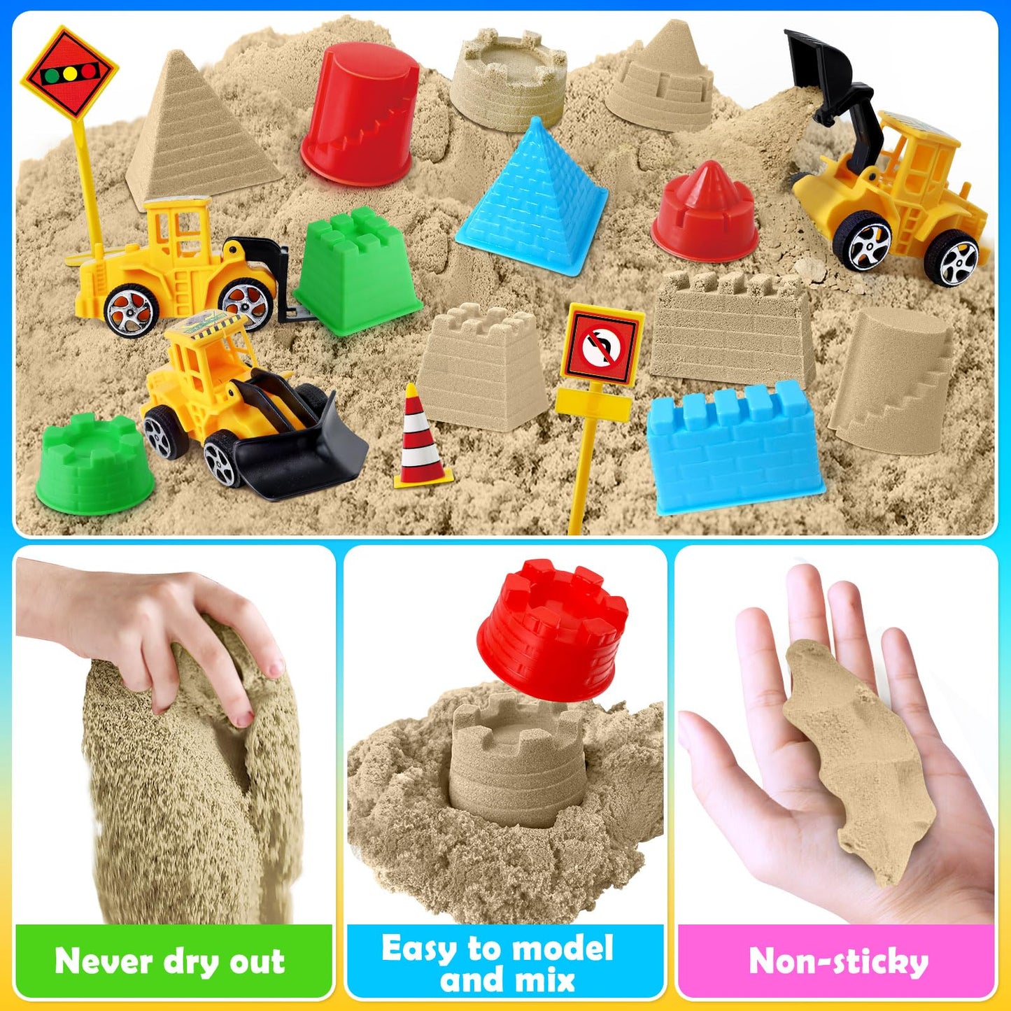 Sensory Bin, Construction Kit with Sensory Sand, Play Sand Pretend Play Beach Toy, Sandbox for Girls and Boys