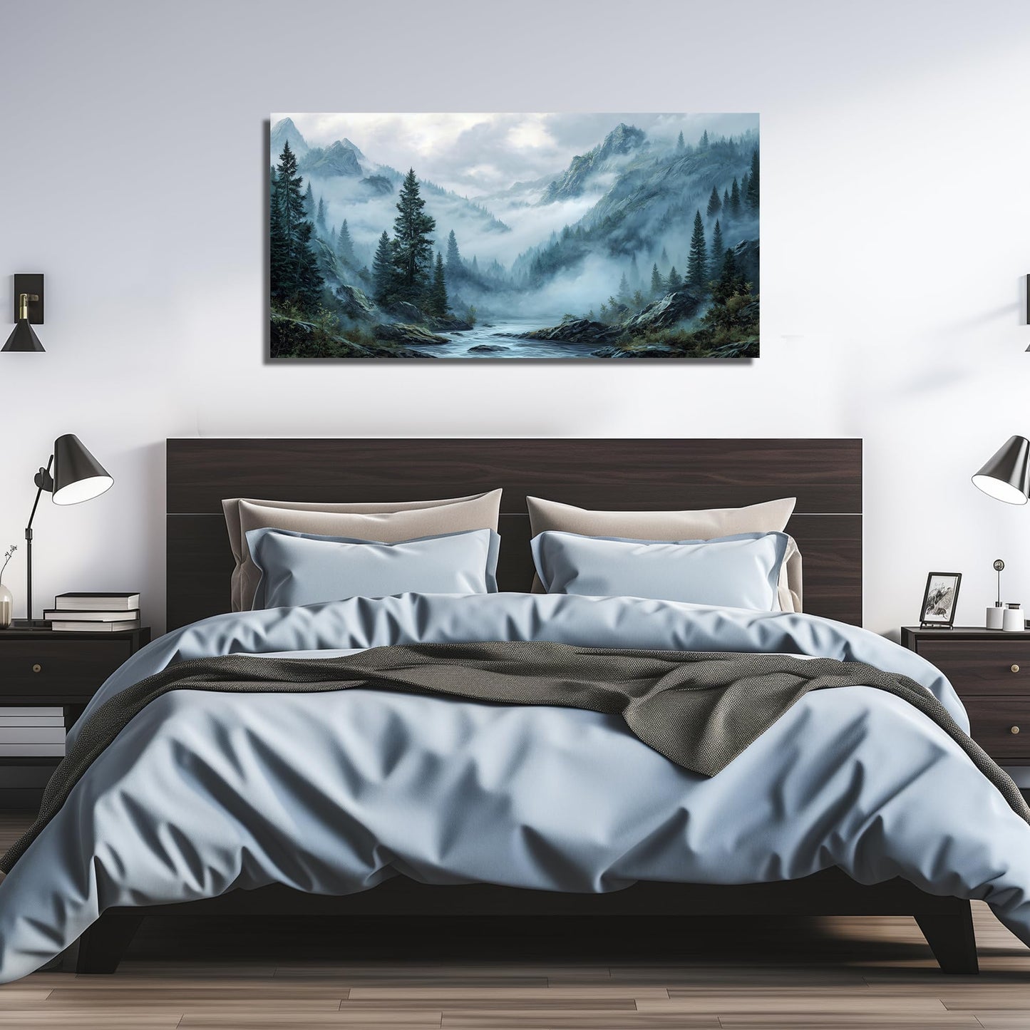 WVMAPTA Natural Landscape Prints Wall Art for Kitchen Mountain Canvas Wall Art for Office Tree Wall Decor for Dining Room Size 24 x 48 Inch