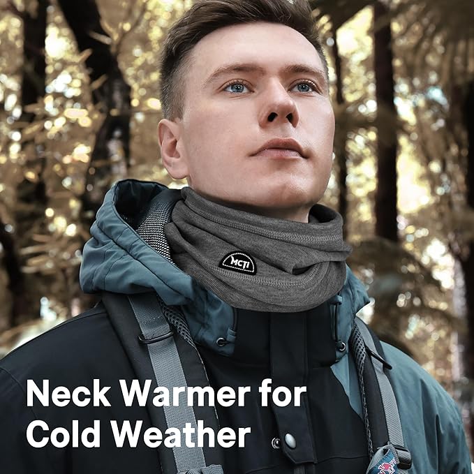 MCTi Neck Gaiter Warmer Winter Fleece Scarves Beanie Hat for Skiing Cycling Elastic Closure