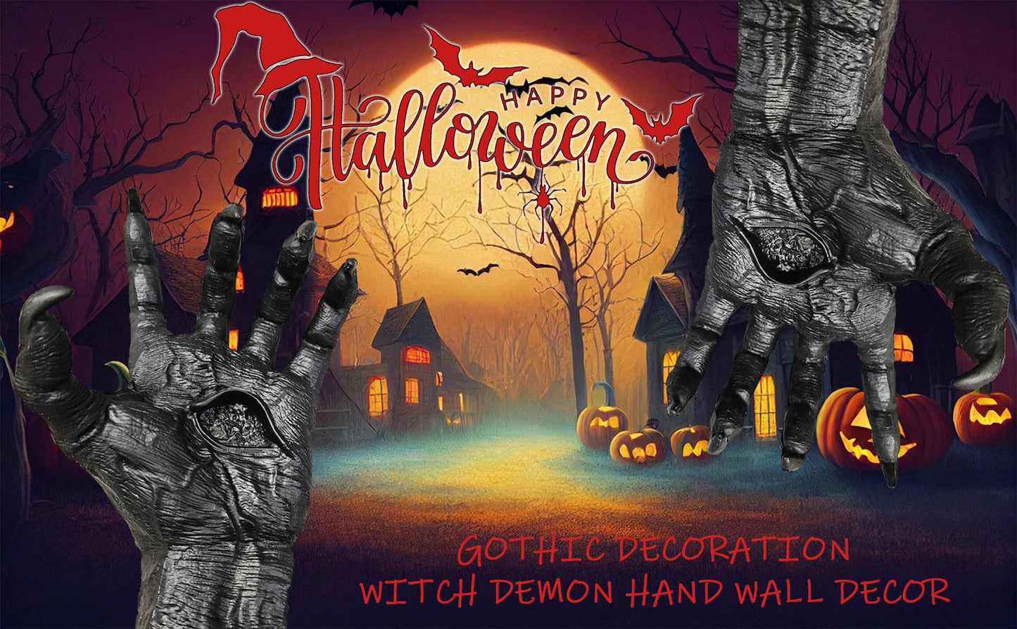 YOWOY Witch's Demon Hand Wall Hanging Statues,Aesthetic Art Sculpture, Resin Retro Art Hanging Design Mounted Hang Decoration Creative Props for Living Room (Black Medium Size)