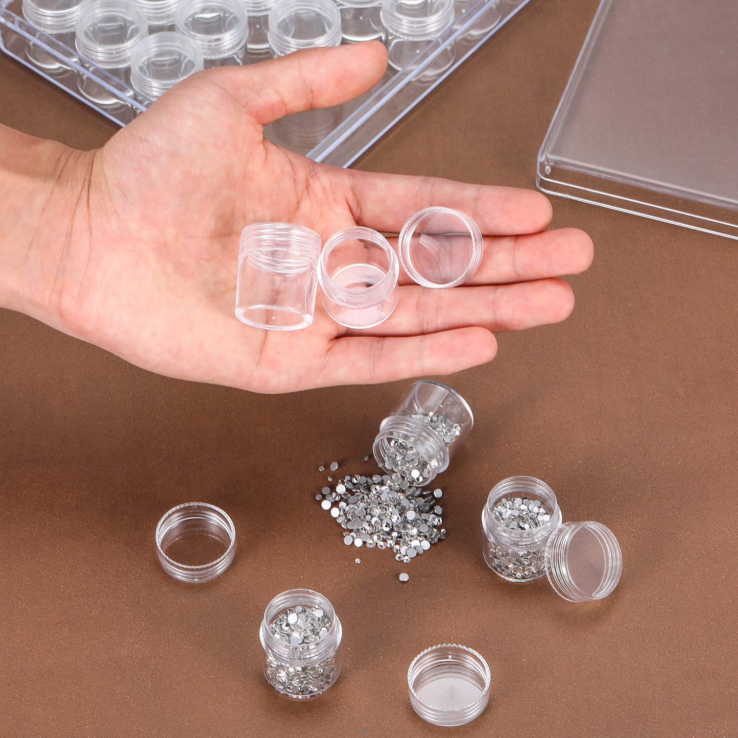 Blulu 30 Grids Bead Organizer Bead Containers Diamond Art Painting Storage with Lid Clear Plastic Small Storage Jars Diamond Painting Accessory Box for DIY Craft Jewelry Seeds(1.15 x 1 Inch)