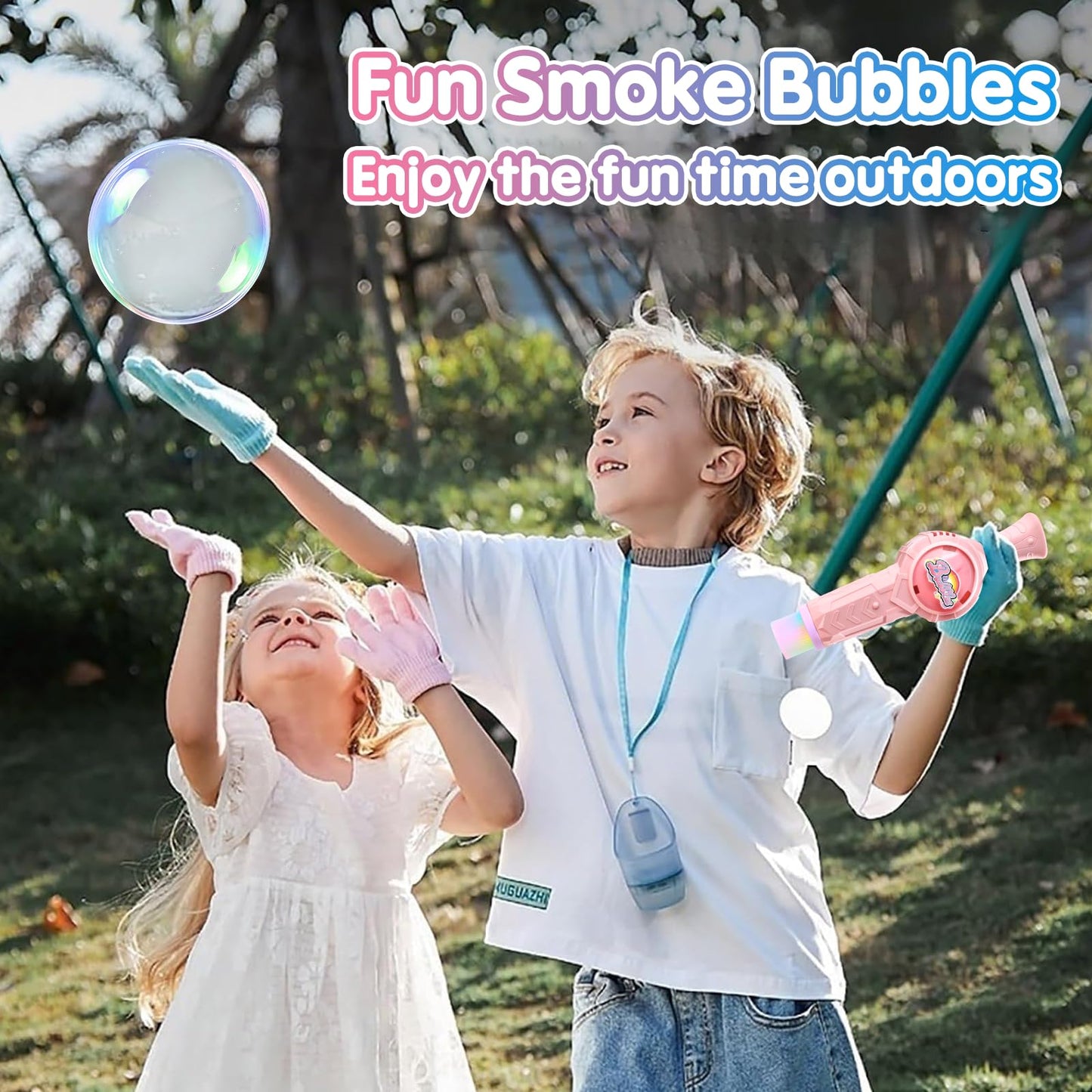 Fog Bubble Machine, Colorful Smoke Bubble Machine for Kids, Elastic Bubble Fog Machine, Magic Smoke Bubble Wand, Birthday Boy Girl Gifts