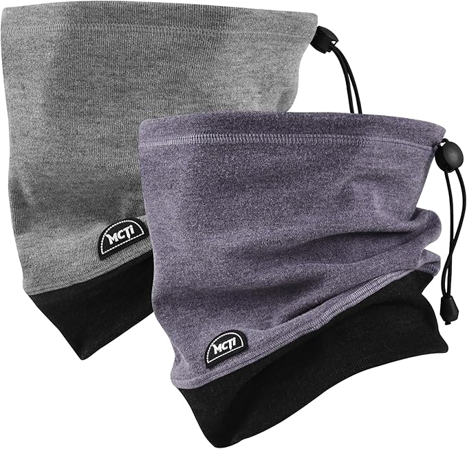 MCTi Neck Gaiter Warmer Winter Fleece Scarves Beanie Hat for Skiing Cycling Elastic Closure