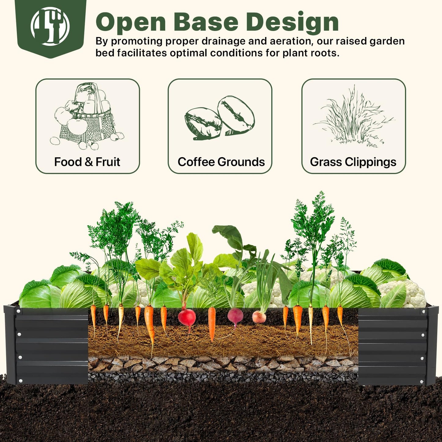 DTIG Galvanized Raised Garden Bed with Trellis, 6×3×1 FT 2 Pack Outdoor Garden Bed, Upgraded 4×3 Support, Black