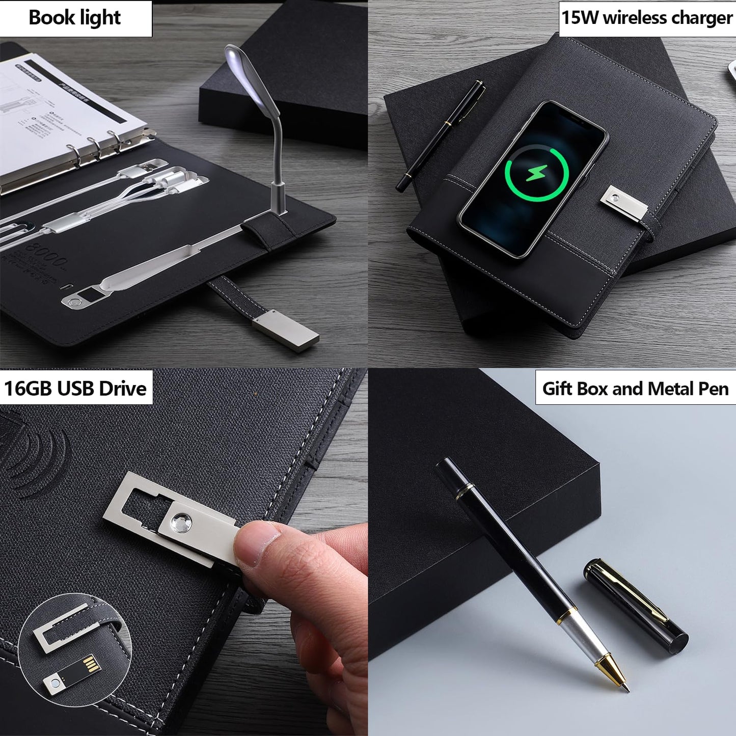 Electmagic 2026 Planner,Personalized Notebook with Power Bank &15W Wireless Charger,Travelers Notebook with Light, Refillable Notebook,Professional Notebook for School.