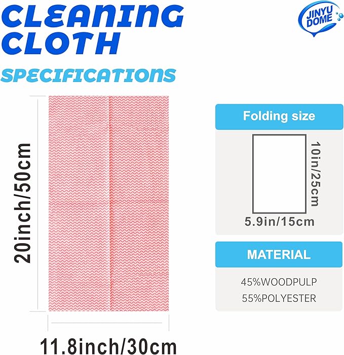 Handi Wipes Reusable Cloths, Red Disposable Kitchen Cleaning Towel Roll, Heavy Duty J Cloth,100 Count