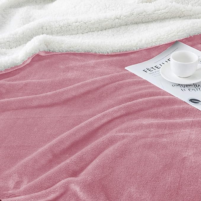IR Imperial Rooms Baby Pink Sherpa Fleece Throw Blanket Twin Size for Bed - Wholesale Bulk Pack of 12 Sherpa Blankets - Soft Fluffy Throw Blankets for Hotels, Guest Bedroom, 60x80 Inches