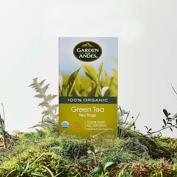 Garden of the Andes - Organic Green Tea - 6 x 20 Tea Bags (120 Total) - USDA Organic antioxidant-rich infusion - Supports digestion and smooth refreshing flavor