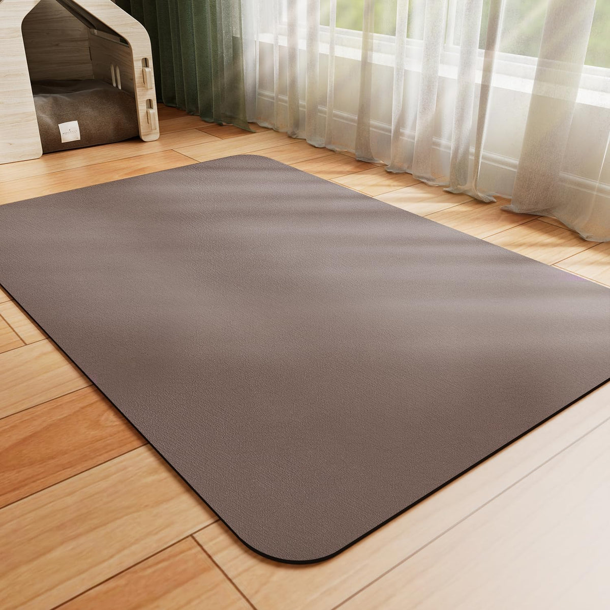 HotLive Dog Food Mat - Absorbent Cat Mat for Food and Water, No Stains Pet Feeding Bowl Mat, Easy to Clean Pet Placemats, Quick Dry Dog Water Dispenser Mat for Messy Drinkers | Paw Black 16"x 24"