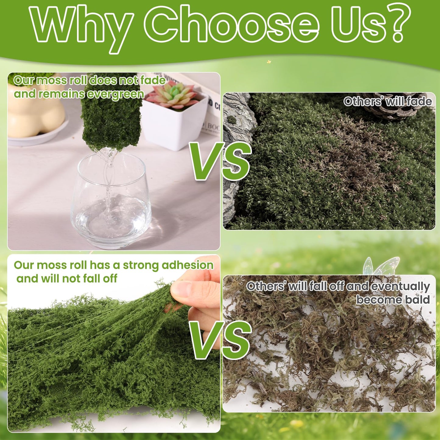 LifeisLuck Fake Moss Roll Table Runner, Artificial Moss Sheet 4’’Wx47’’L, Dark Green and Light Green Moss Mat for Table, Wedding, Christmas, Garden, Craft, Home Décor