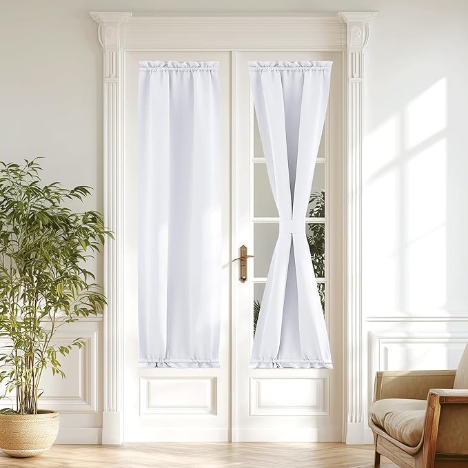 NICETOWN Side Door Window Curtains - Front Door Shade Privacy Shades for Sidelight Curtains, Thermal Insulated Side Window Covering, W20 X L72, Pure White, 1 Panel