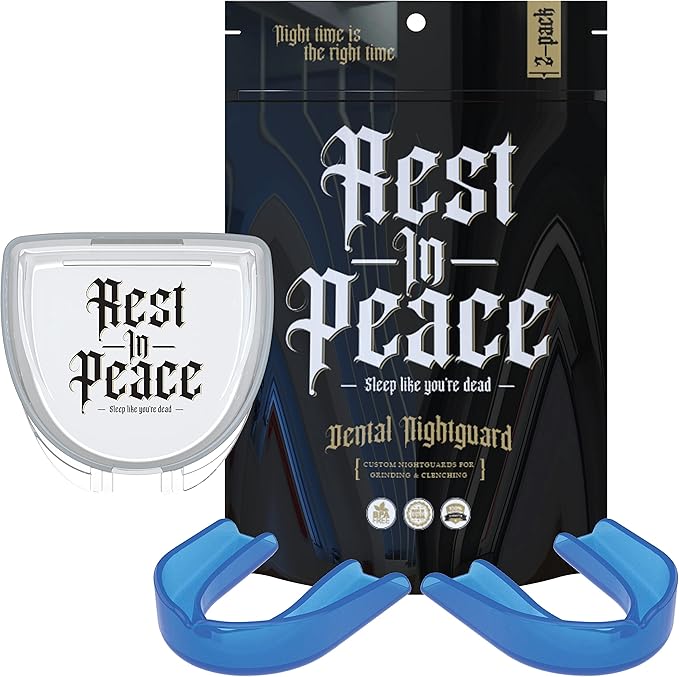 Rest in Peace Night Guard - Pack of Two Moldable Mouth Guard for Teeth Grinding Clenching Bruxism (Blue)