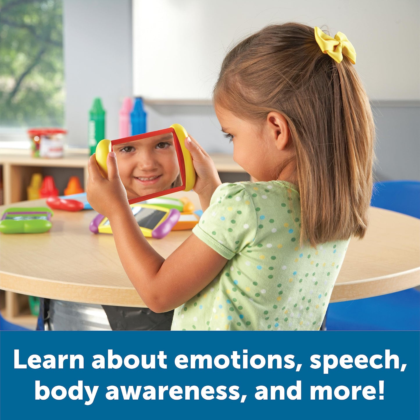 Learning Resources All About Me 2 in 1 Mirrors - 6 Pieces, Ages 18+ months Toddler Social Emotional Learning Toys, Mirror for Kids
