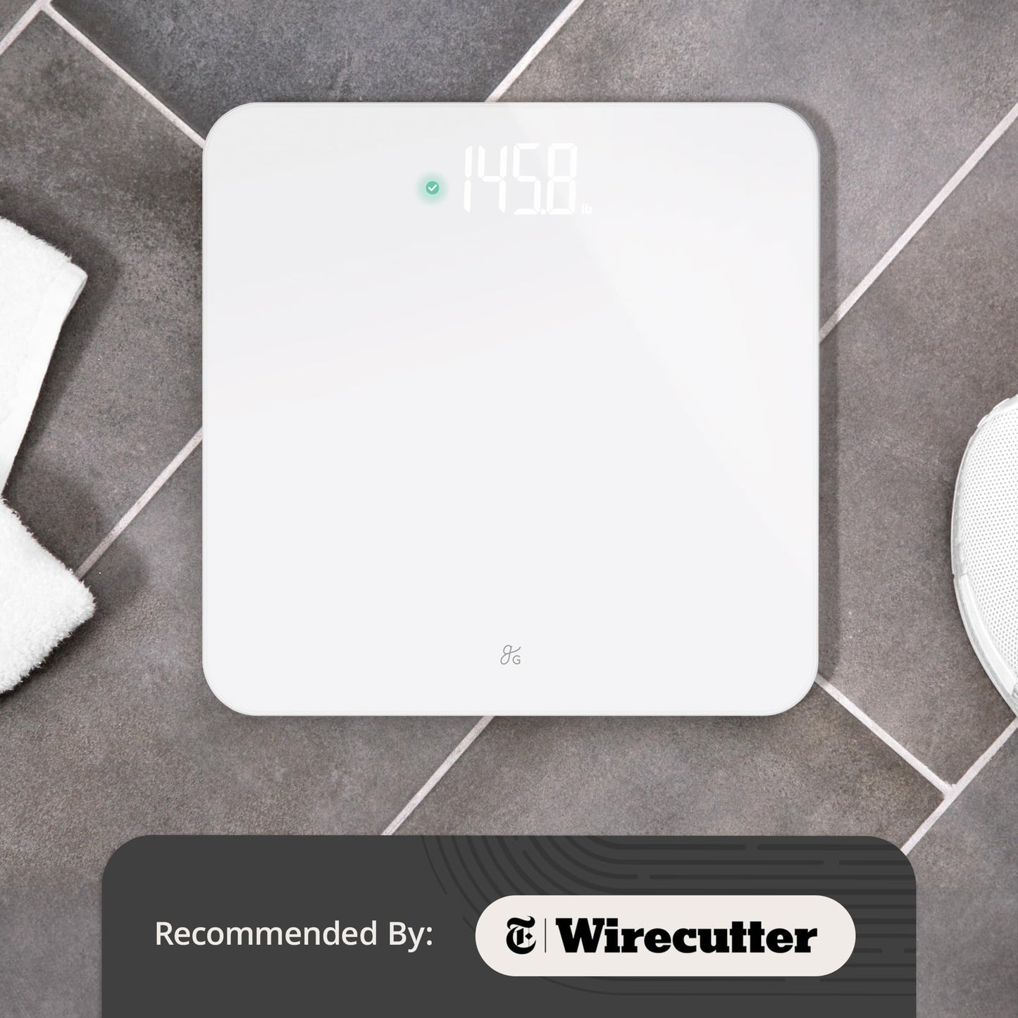 Greater Goods AccuCheck Digital Scale for Body Weight - Accurate Digital Bathroom Scale with High-Precision Sensors, Large Easy-to-Read Backlit Display, 400 lb Capacity, Auto Step-On (White)