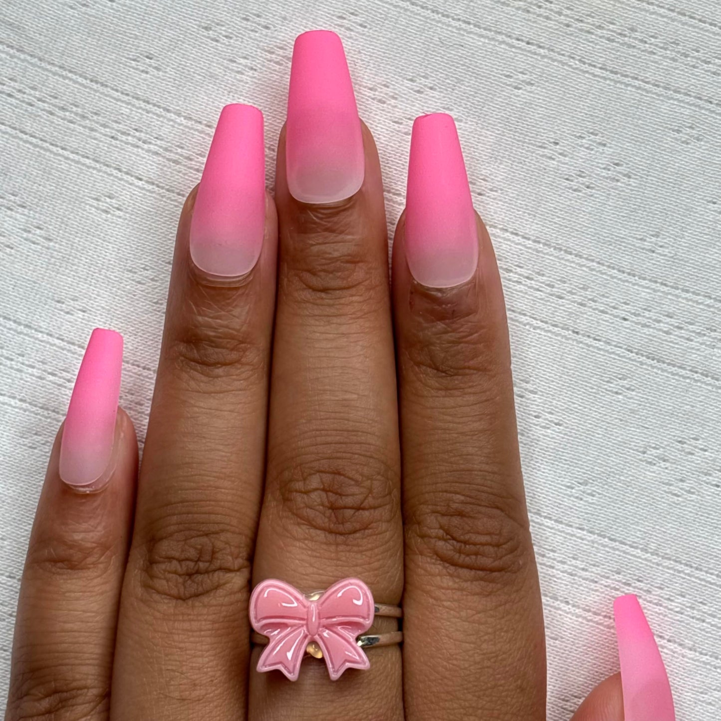 HOTTIE PINK OMBRÉ Press-On Nails by Lavaa Beauty | Long Coffin | Pink Ombré Matte Finish
