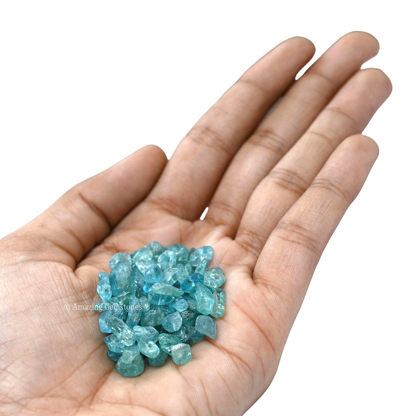 Apatite Pre Drilled Crystal Crushed Chips Beads for Bracelets Making, DIY Handmade Natural Healing Crystals (25 Inch Strand)