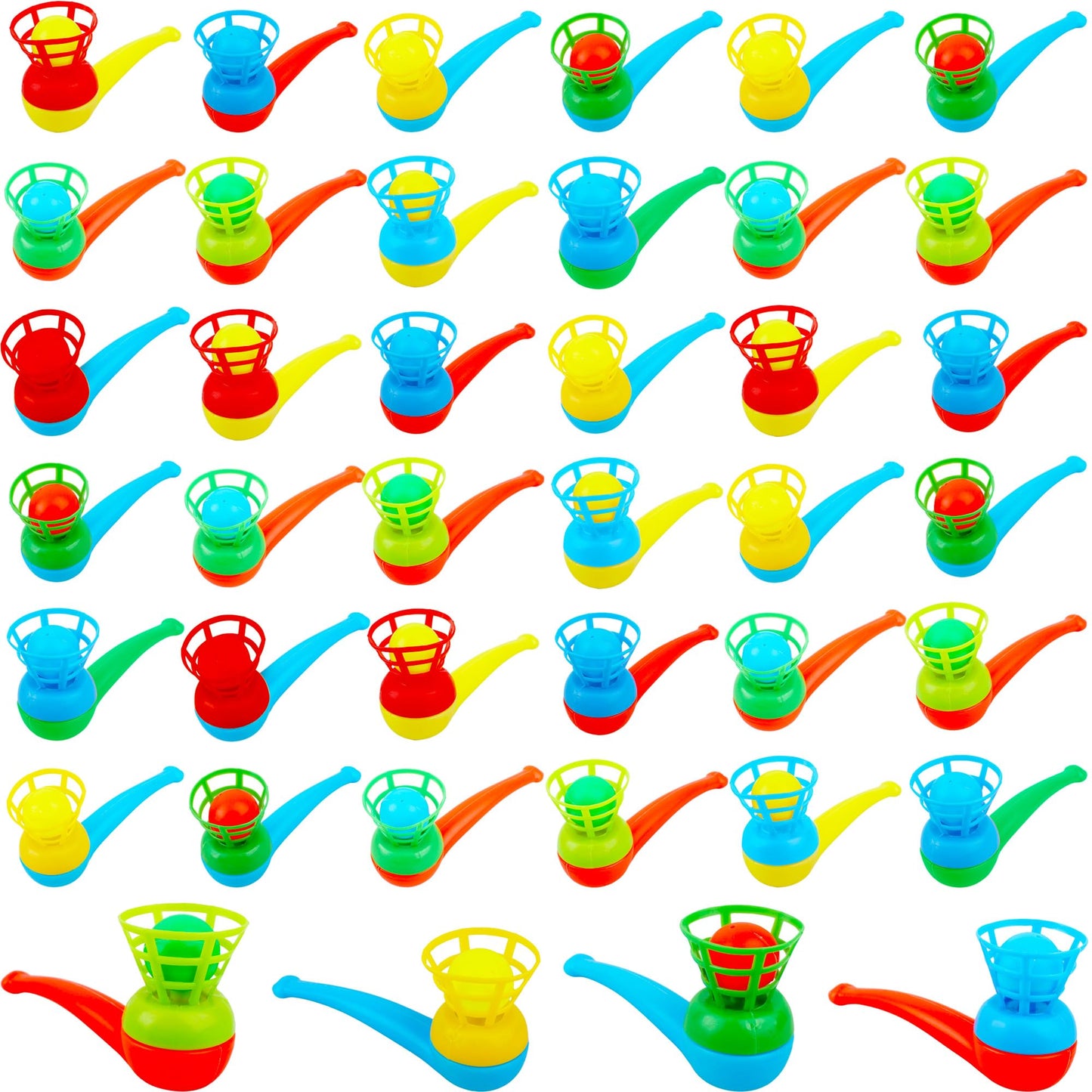 Octaday 40 Pcs Floating Blow Pipe Balls Random Color Ball Blowing Toy Balance Blowing Toys for Kids Party Supplies