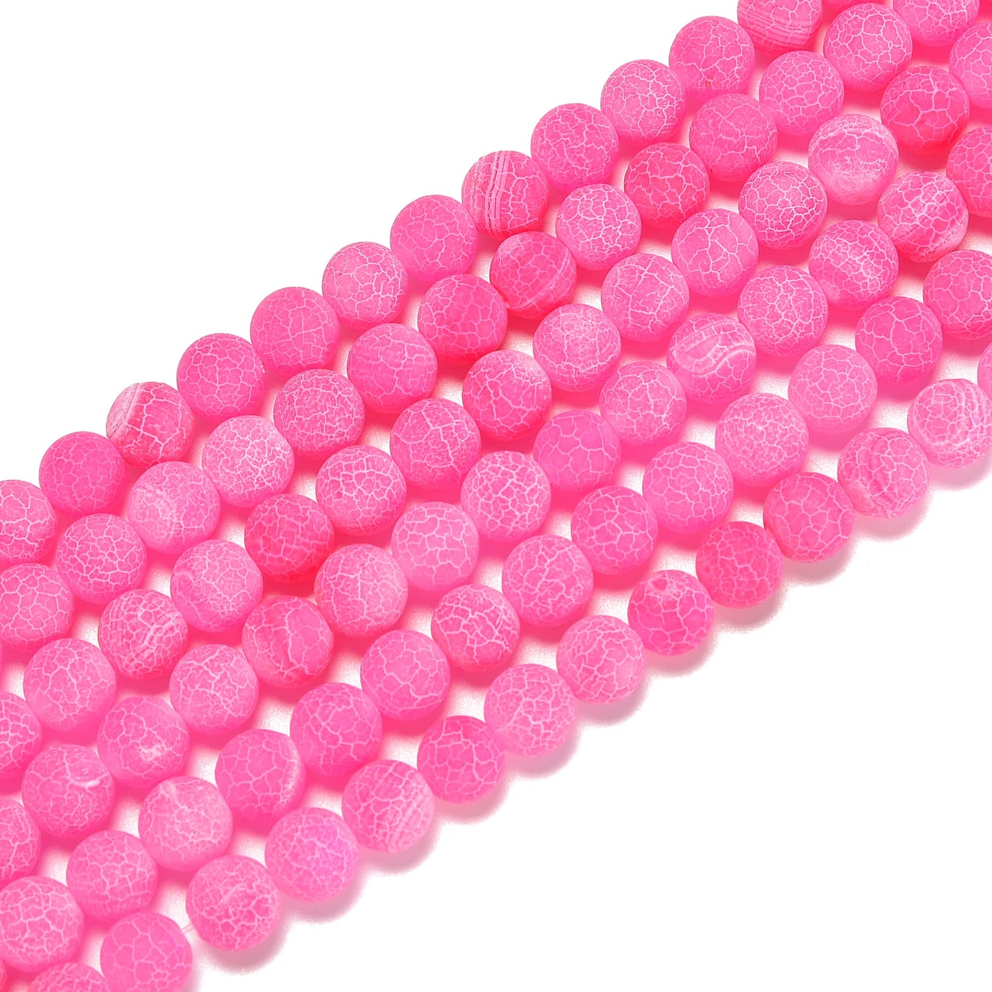 jodaying 10mm Pink Froasted Agate Round Natural Gematone Loose Beads for Jewelry Making DIY 1 Strand 15"