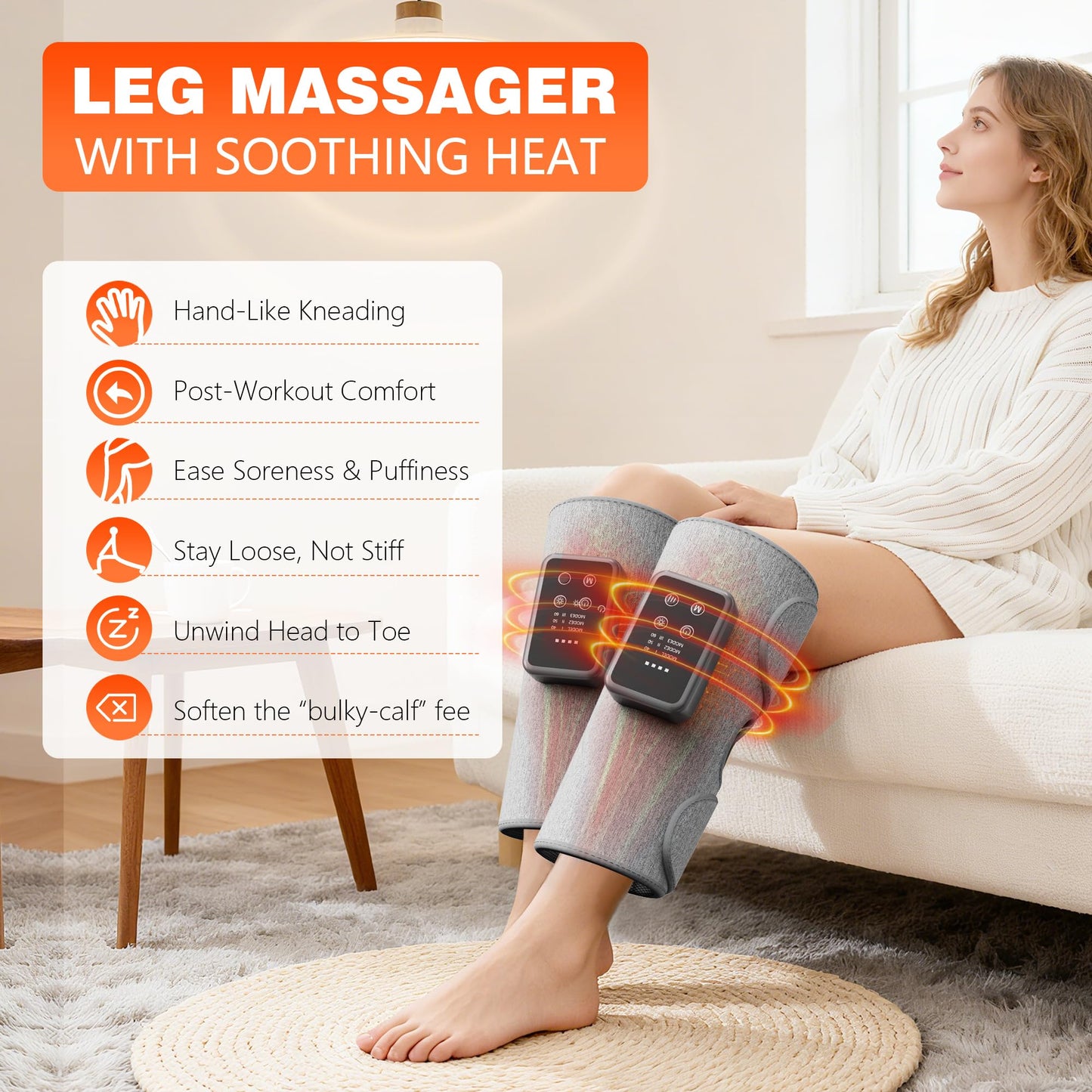 FLORAVIC Mother Gifts for Daily Pain & Comfort Use, Cordless Leg Massager with Heat, Calf Massager with Adjustable Wraps, Relaxing Gifts for Women, Him, Her, Dad, Runner & Seniors