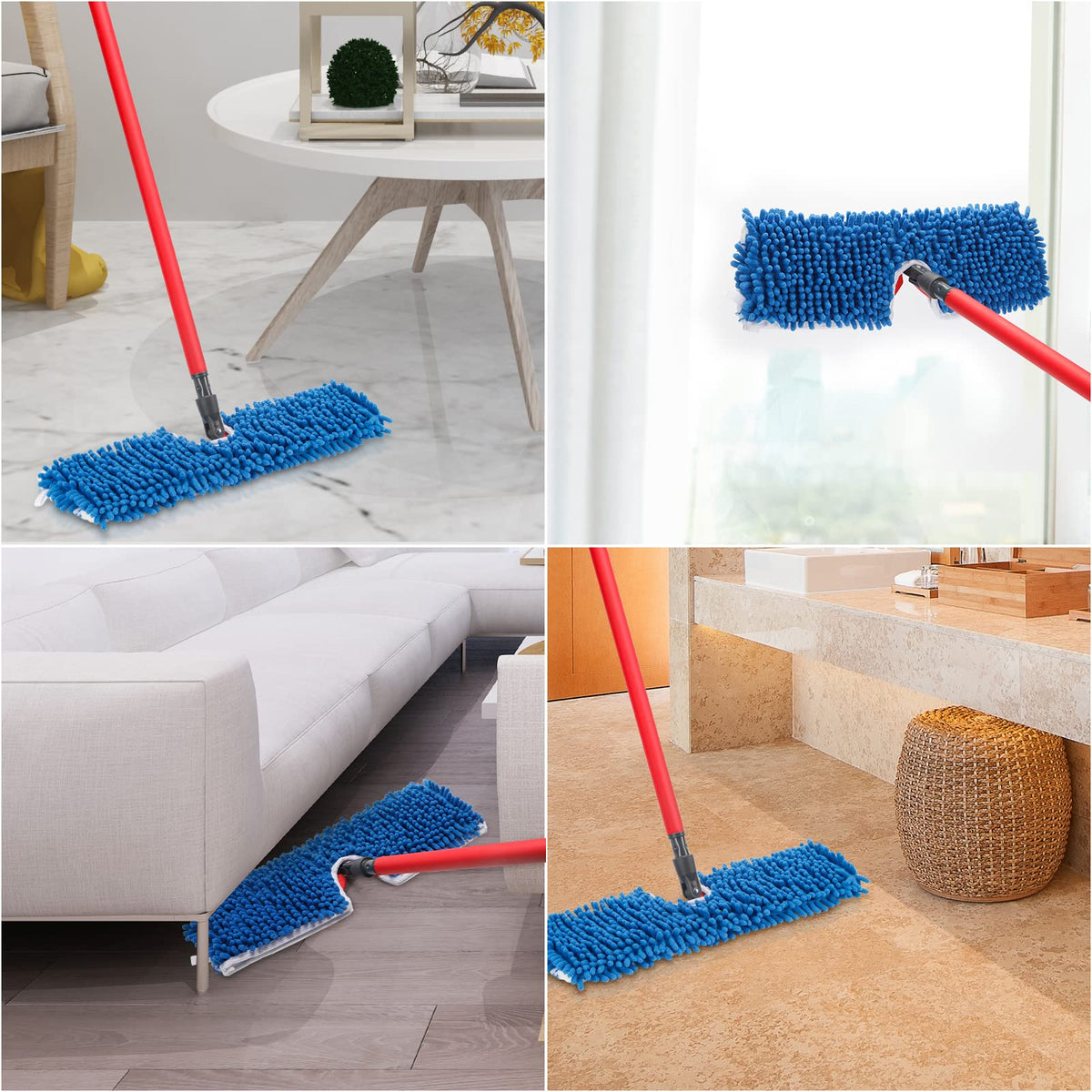 4 Pack Chenille Mop Heads Replacements Compatible with Oceda Dual (4 Count)