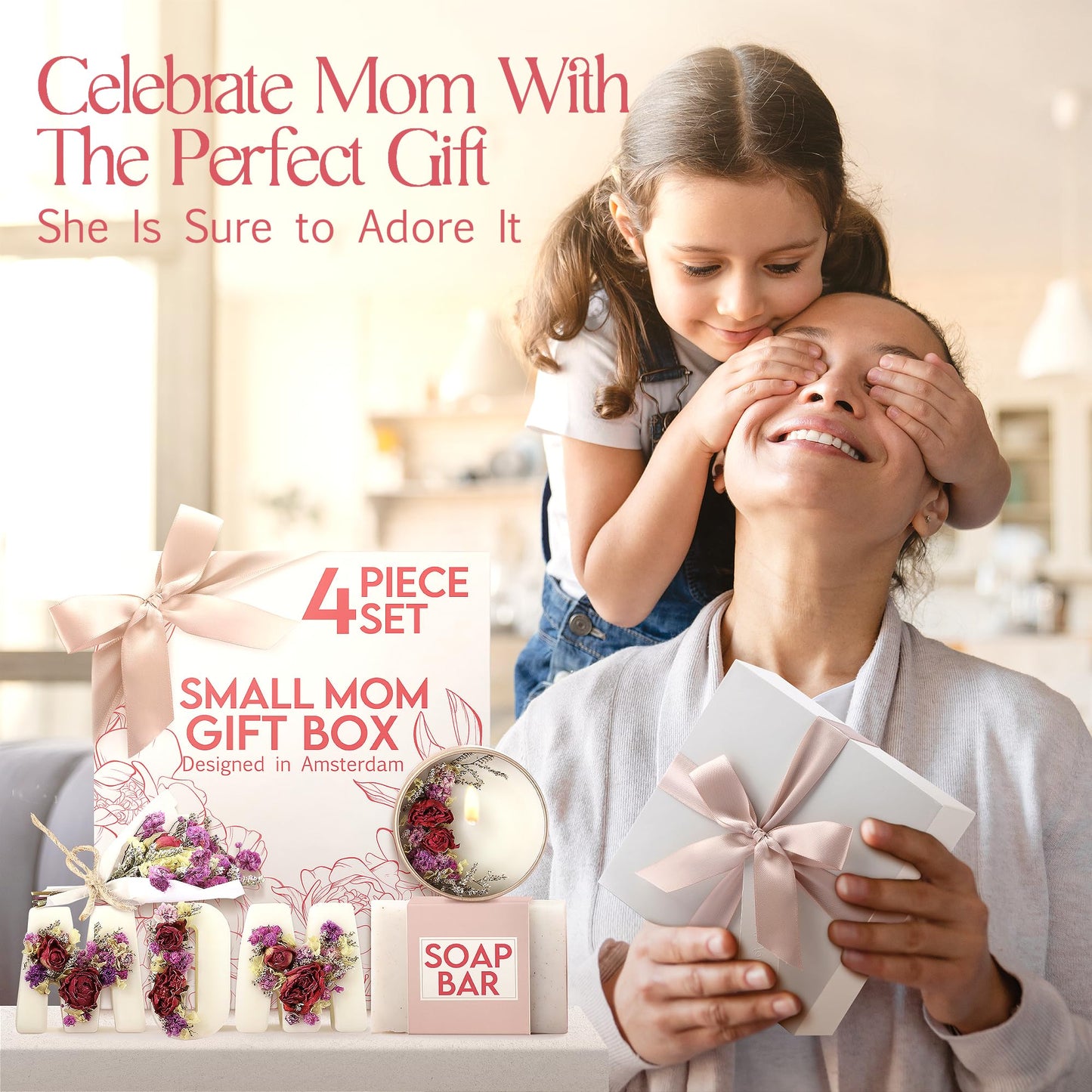 Mother’s Day & Birthday Basket for Mom – Luxury Gift Box with Candle, Ready to Gift Floral Keepsake, Thoughtful Mom Present from Daughter or Son