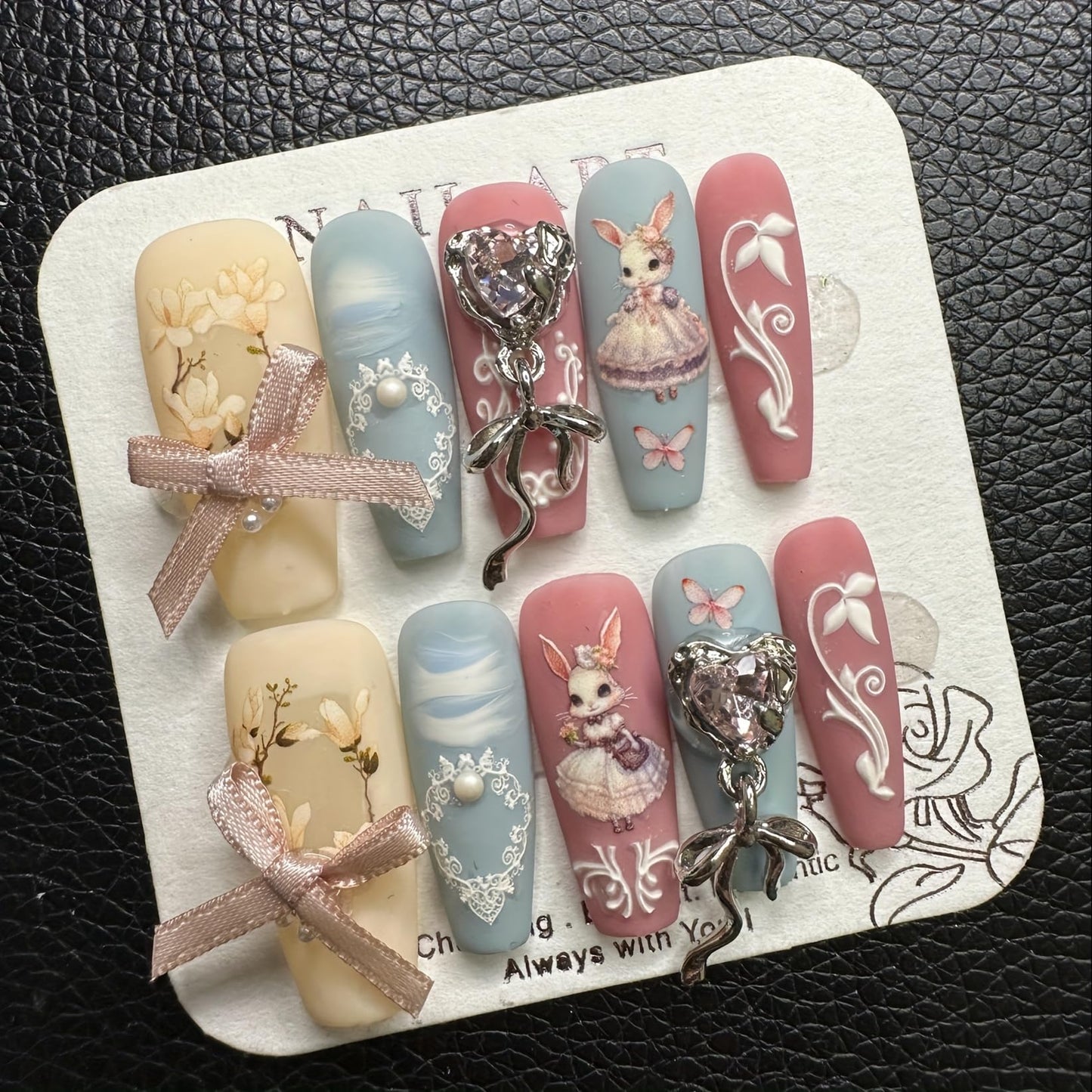 JC Handcrafted Press On Nails Kit, Short Length Nail Press Ons, Durable, Easy Application, Stylish Impress Press On Nails, Perfect for Daily Wear & Special Occasions (M19, M)