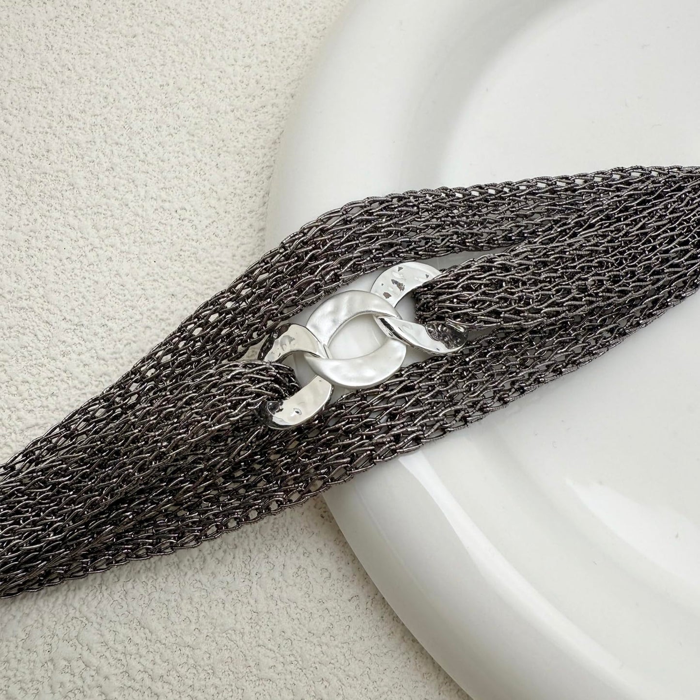 YKKZART Mesh Bracelet for Women Dainty Three Circle Link Bracelet Stack Multi-layer Mesh Chain Bracelet for Women Birthday Gift
