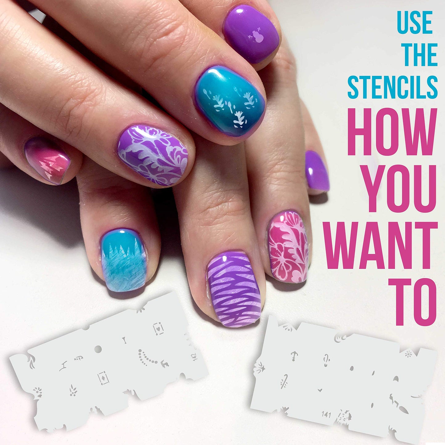Custom Body Art Airbrush Nail Stencils - Nail Art Stencils Set #8: 320 Unique Designs from 20 Individual Templates