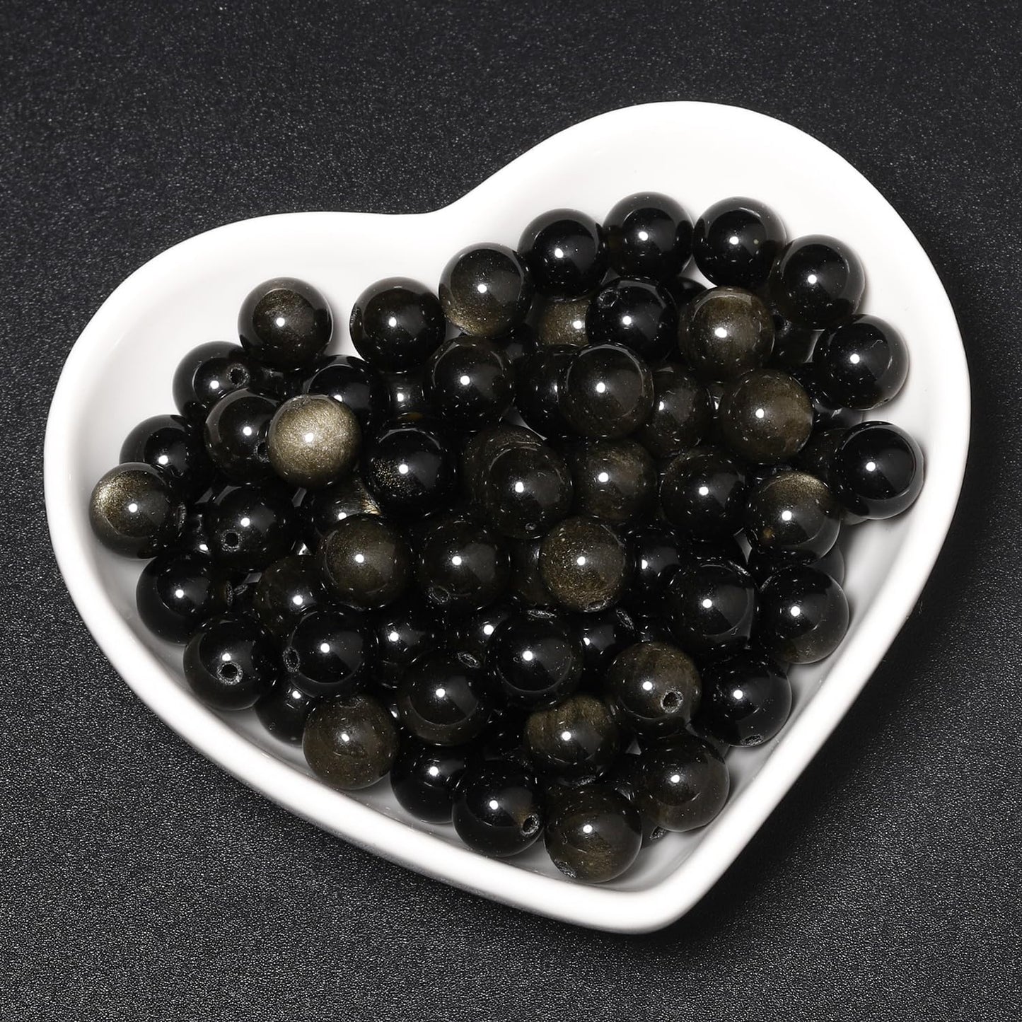 45pcs 8mm Natural Stone Beads Gold Obsidian Beads Energy Crystal Power Gemstone for Jewelry Making, DIY Bracelet Necklace