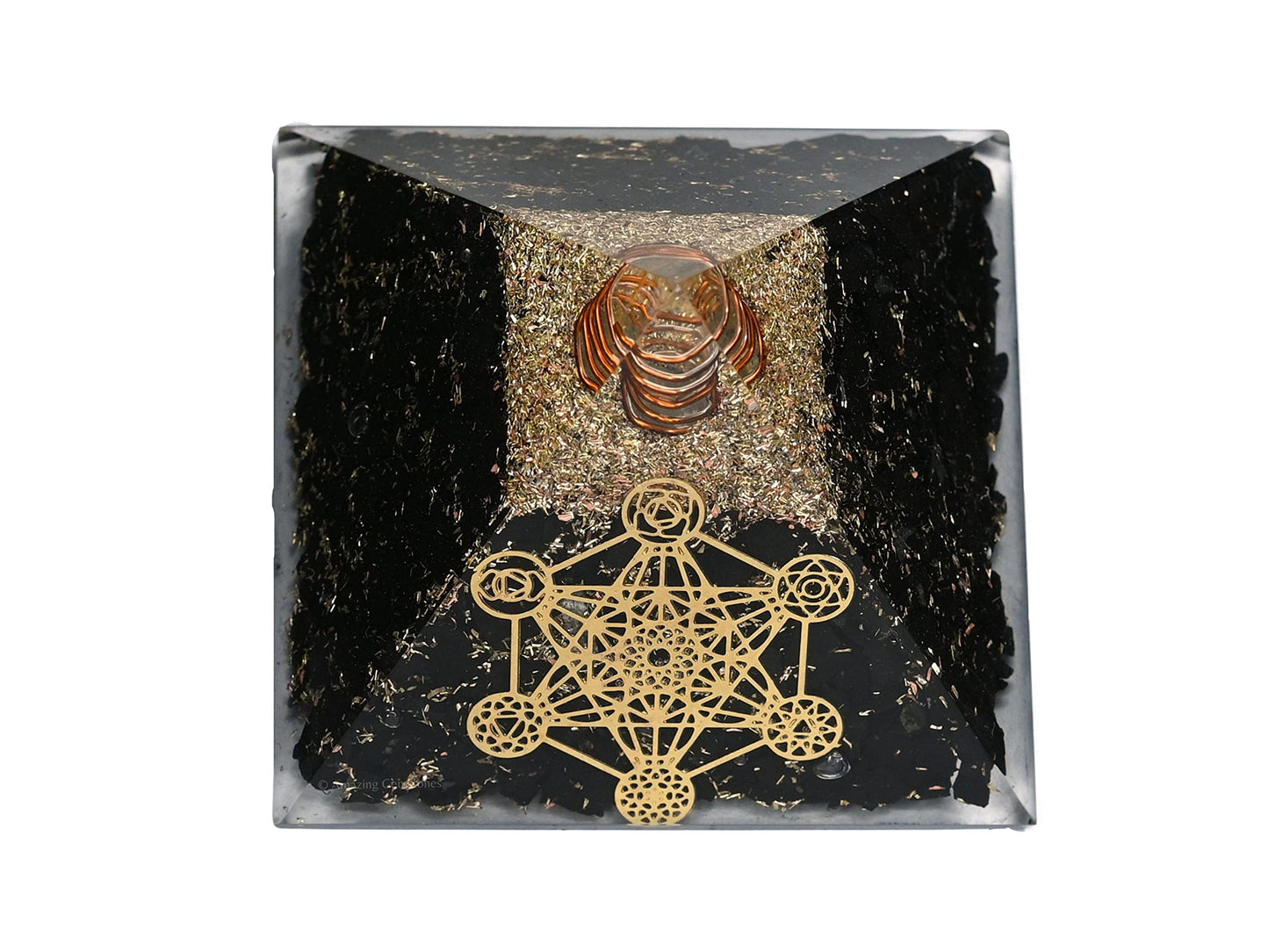 Amazing Gemstone Large Black Tourmaline Orgone Pyramid Crystal, Chakra Metatron Orgonite Pyramid - Positive Energy Healing