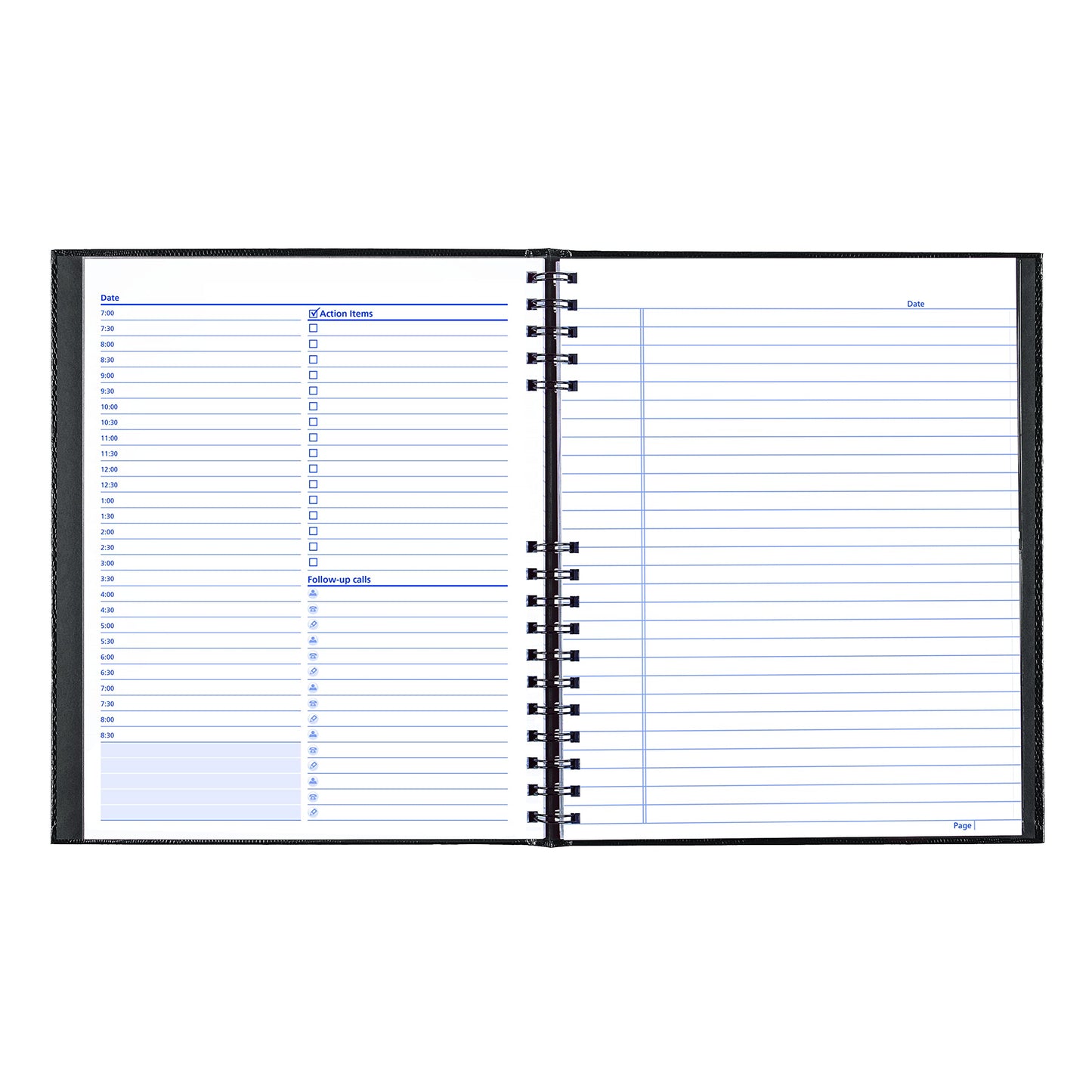 NotePro Undated Daily Planner, Black, 200 Pages,10 3/4 x 8-1/2 Inches