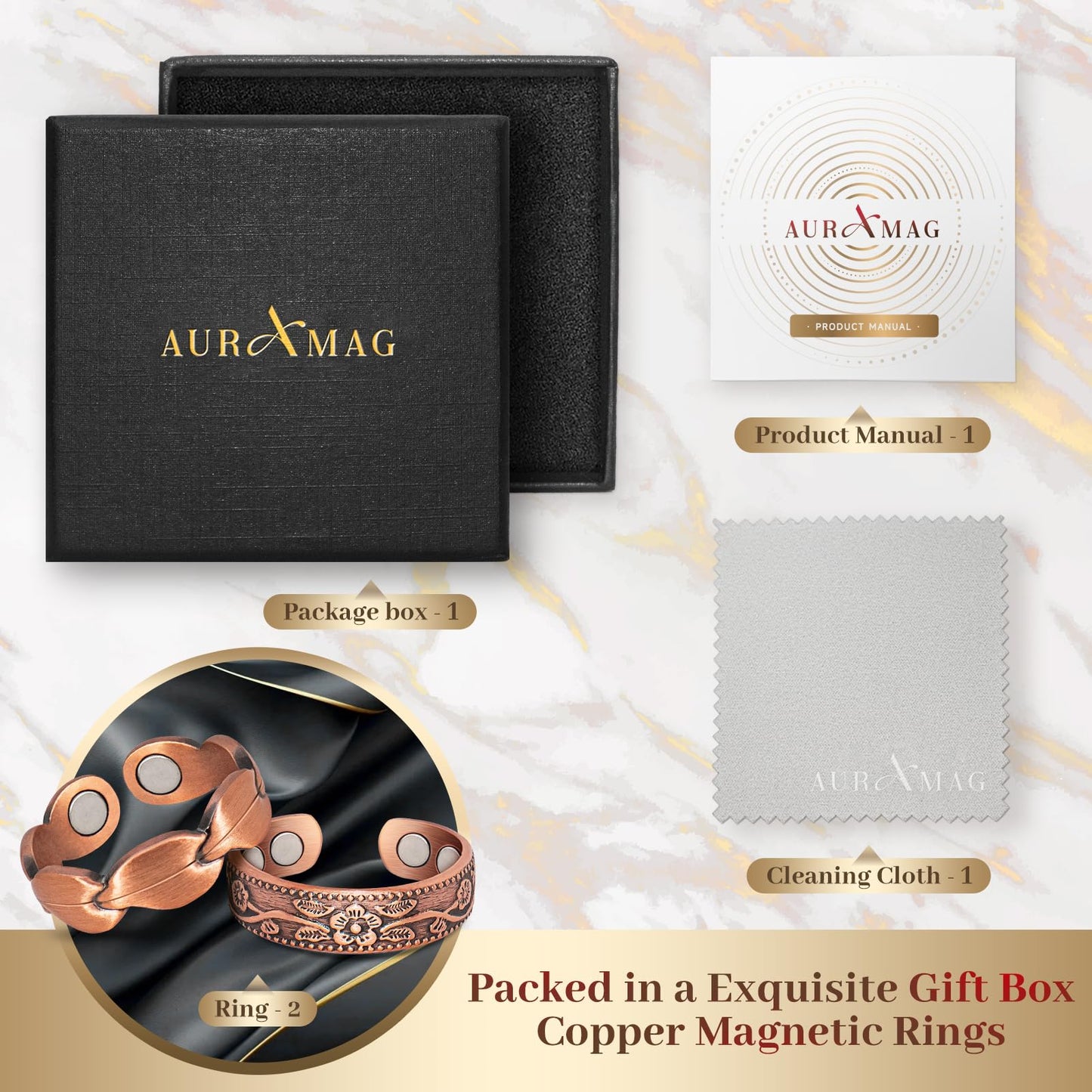 Copper Band for Women, Magnetic Bands with 3500 Gauss Magnets, 99.99% Pure Copper Jewelry with Gift Box
