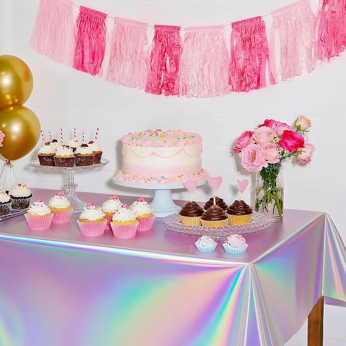 Iridescent Party Tablecloths, 54 x 108 Inches, 2-Pack