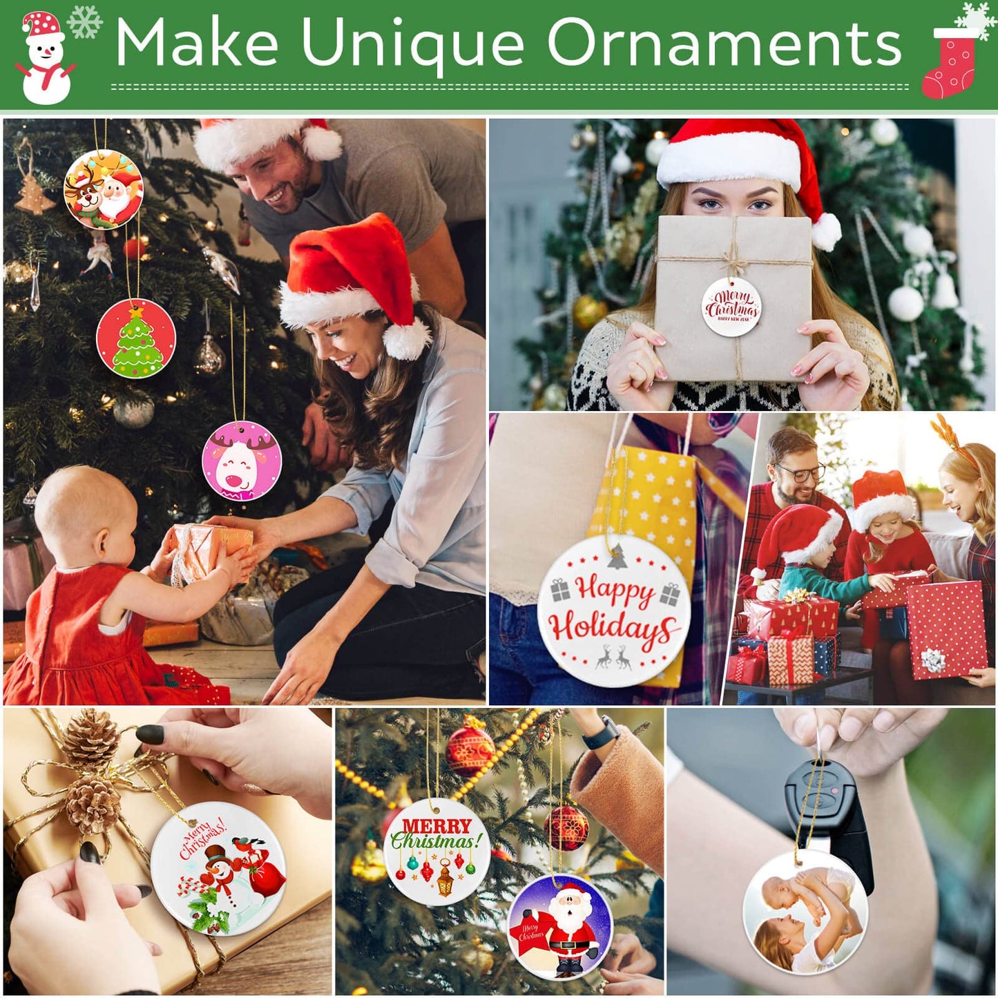 Billbotk 3" Sublimation Ornament Blanks, 30 Pieces Round Blank Sublimation Ornaments for Christmas Tree Décor, DIY Handmade Crafts(3 inches)