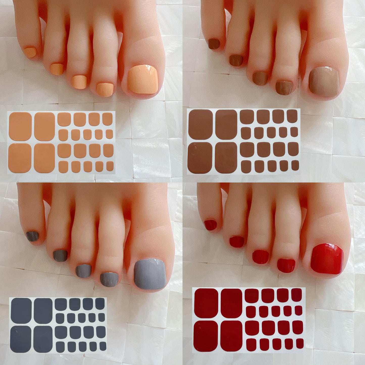 Nail Angel 1set Toe Nail Wraps, Full Cover Stickers, Pure Color Collection, Summer Beach Style Pedicure, Multiple Colors (FOOT021-12PCS)