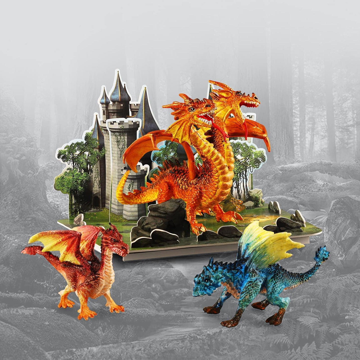 Ferthor Fun Dragon Toys DIY Painting Dragon Kit,Kids Arts Crafts Set with 13 Color Educational Toy to Paint Your Own Christmas Gift for Boys Girls 3 4 5 6 7 8 9 Year Old(3 Dinosaurs)