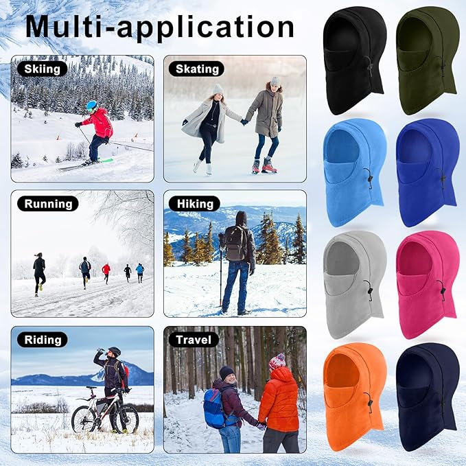 Frienda 8 Pcs Balaclava Ski Mask Men Windproof Warmer Face Covers Adjustable Winter Mask for Men Women