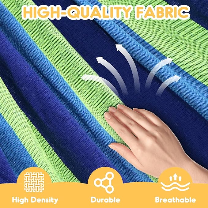 ANYOO Cotton Hammock Portable Camping Hammocks for Hanging Sturdy Garden Comfortable Fabric Hammock with Tree Straps Up to 660lbs with Travel Bag for Camping Outdoor/Indoor Patio Backyard